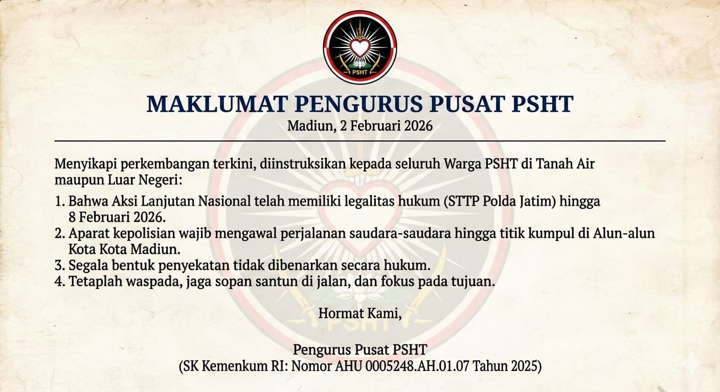 PSHT Pusat Instruksikan Warga Merapat ke Madiun